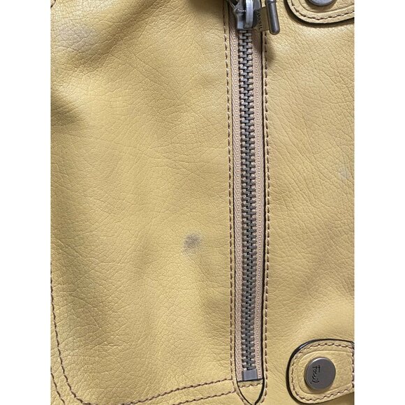 Fossil Yellow Leather Shoulder Bag With Inner & Outer Zippers - Picture 6 of 12